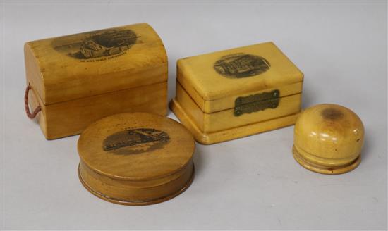 Four mauchline ware boxes